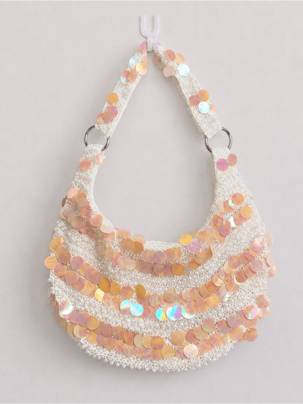 Y2K Sequin and Beaded Shoulder Bag